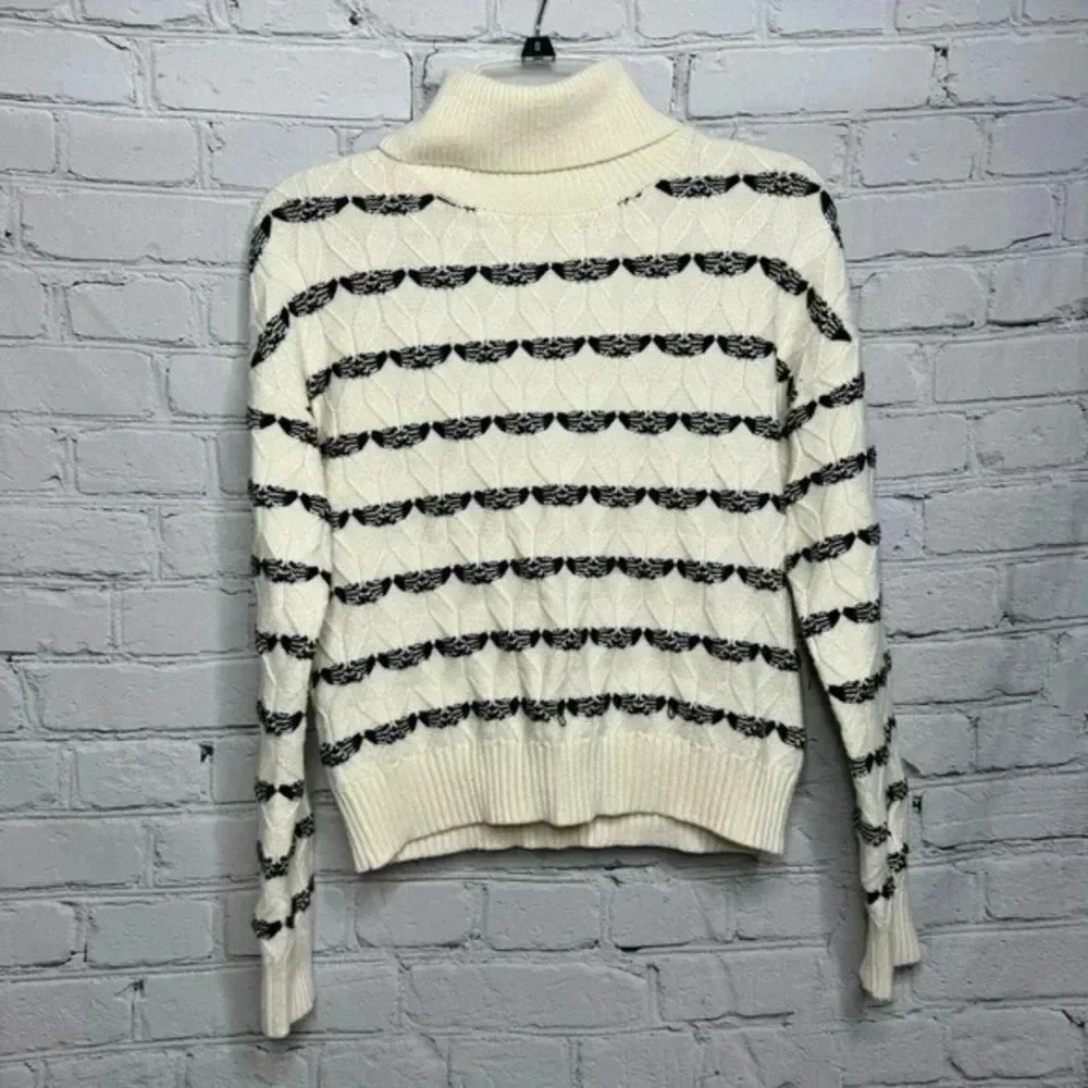 Joie Women’s Cream/Black Striped Turtleneck Sweater Women’s size XS
